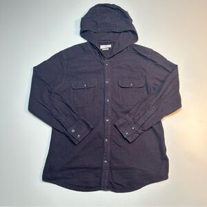 Aritzia Tna Boyfriend Fit Hooded Button Front Shirt Jacket Purple Medium